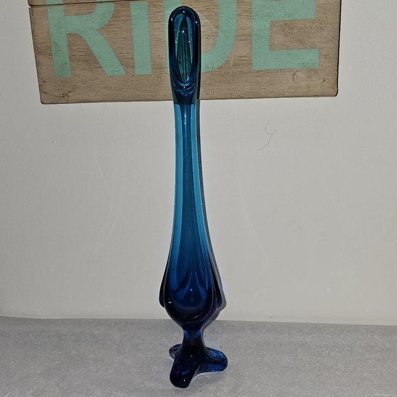 viking Other - Vintage Viking Art Glass Epic Bluenique Swung Vase MCM Blue 13'